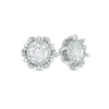 Thumbnail Image 1 of 1 CT. T.W. Diamond Solitaire Flower Stud Earrings in 10K White Gold