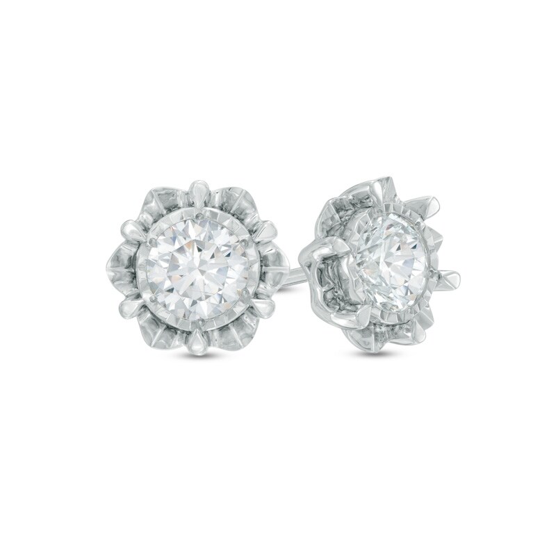 Main Image 1 of 1 CT. T.W. Diamond Solitaire Flower Stud Earrings in 10K White Gold