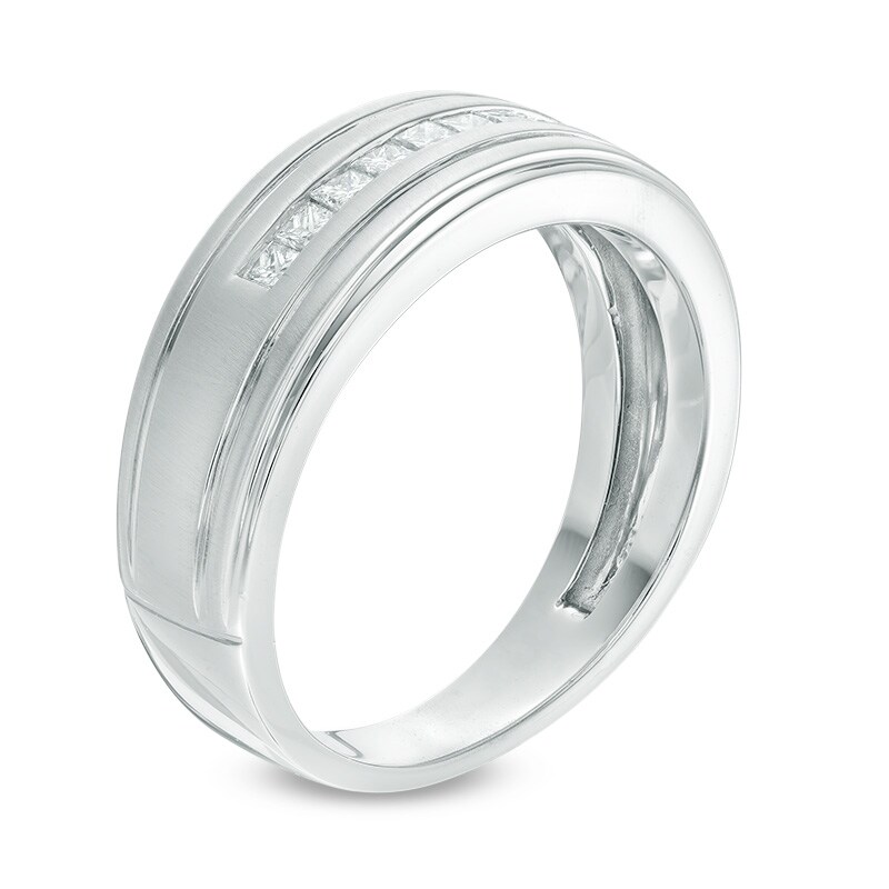 Men's 1/2 CT. T.W. Square-Cut Diamond Double Edge Band in 14K White Gold