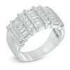 Thumbnail Image 2 of 1 CT. T.W. Diamond Linear Alternating Row Anniversary Band in 10K White Gold