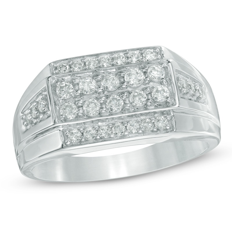 Main Image 1 of Men's 3/4 CT. T.W. Diamond Ring in Sterling Silver