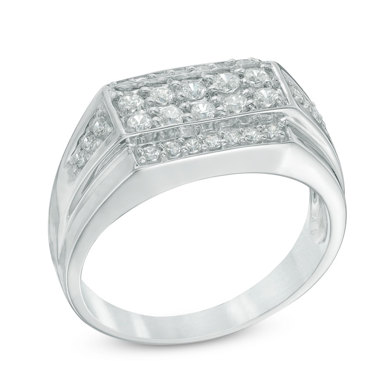 Main Image 2 of Men's 3/4 CT. T.W. Diamond Ring in Sterling Silver
