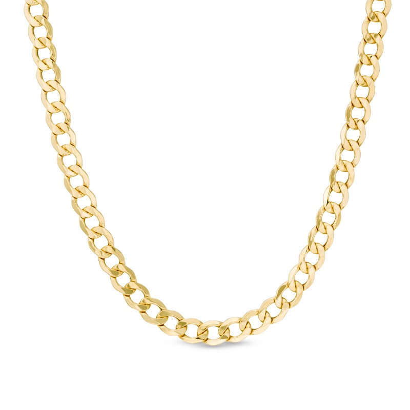 Main Image 1 of Men's 7.0mm Curb Chain Necklace in Hollow 14K Gold - 24"