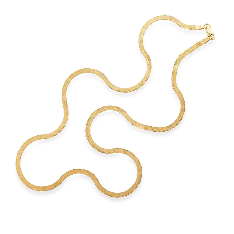 14K Gold Herringbone Chain Necklace