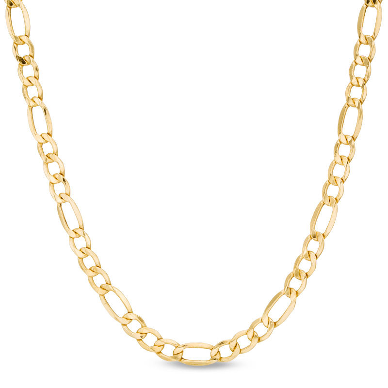 Gold Plated Figaro Chain Necklace 24 Inch Stainless Steel Links