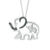 Thumbnail Image 1 of 1/20 CT. T.W. Enhanced Black and White Diamond Elephant Motherly Love Pendant in Sterling Silver