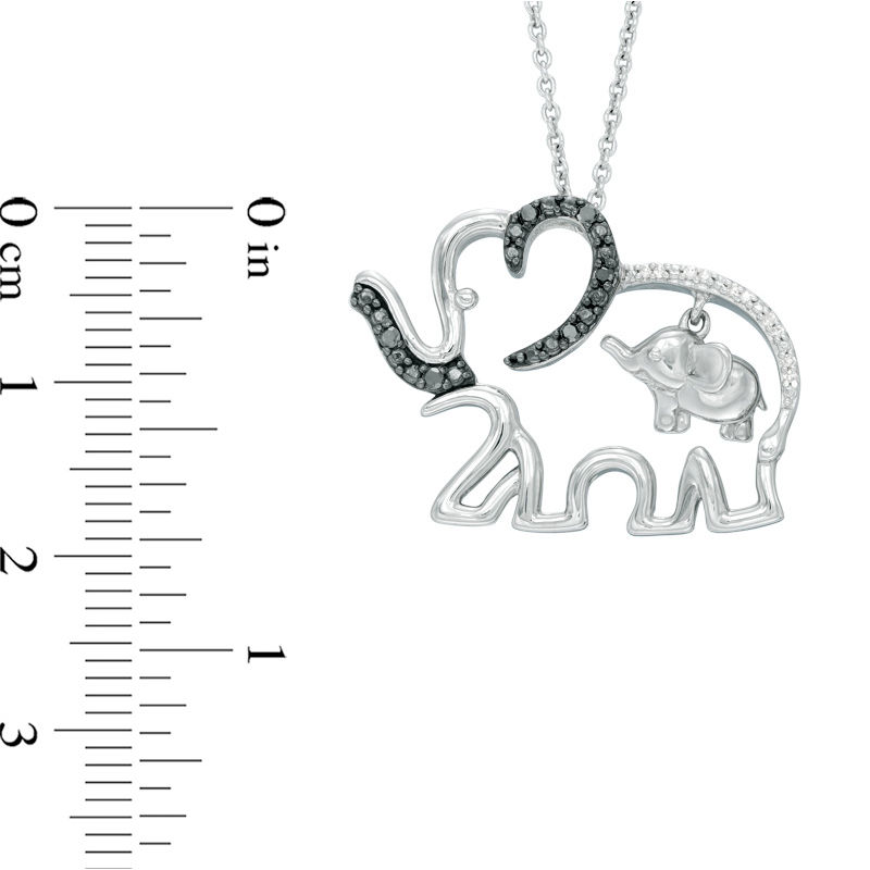 1/20 CT. T.W. Enhanced Black and White Diamond Elephant Motherly Love Pendant in Sterling Silver