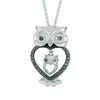 Thumbnail Image 0 of 1/20 CT. T.W. Enhanced Black and White Diamond Owl Motherly Love Pendant in Sterling Silver