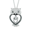 Thumbnail Image 1 of 1/20 CT. T.W. Enhanced Black and White Diamond Owl Motherly Love Pendant in Sterling Silver