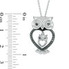 Thumbnail Image 1 of 1/20 CT. T.W. Enhanced Black and White Diamond Owl Motherly Love Pendant in Sterling Silver