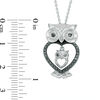 Thumbnail Image 2 of 1/20 CT. T.W. Enhanced Black and White Diamond Owl Motherly Love Pendant in Sterling Silver