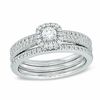 Thumbnail Image 1 of 1/2 CT. T.W. Diamond Frame Three Piece Bridal Set in 14K White Gold