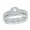 Thumbnail Image 0 of 1/2 CT. T.W. Diamond Frame Three Piece Bridal Set in 14K White Gold