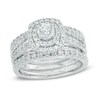 Thumbnail Image 0 of 1-1/5 CT. T.W. Diamond Frame Three Piece Bridal Set in 14K White Gold