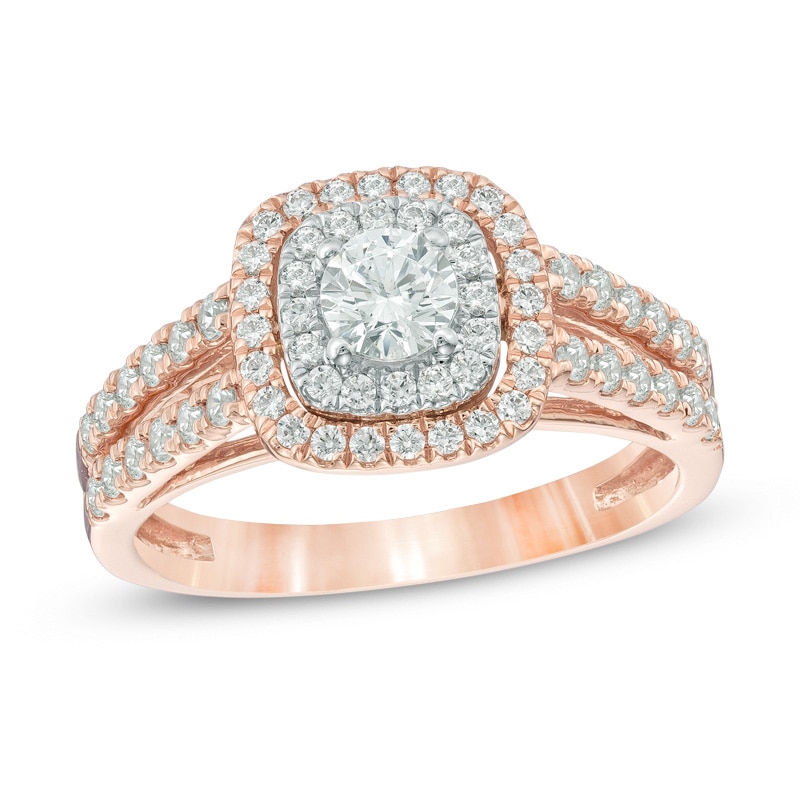 Main Image 1 of 1 CT. T.W. Diamond Double Frame Engagement Ring in 14K Two-Tone Gold
