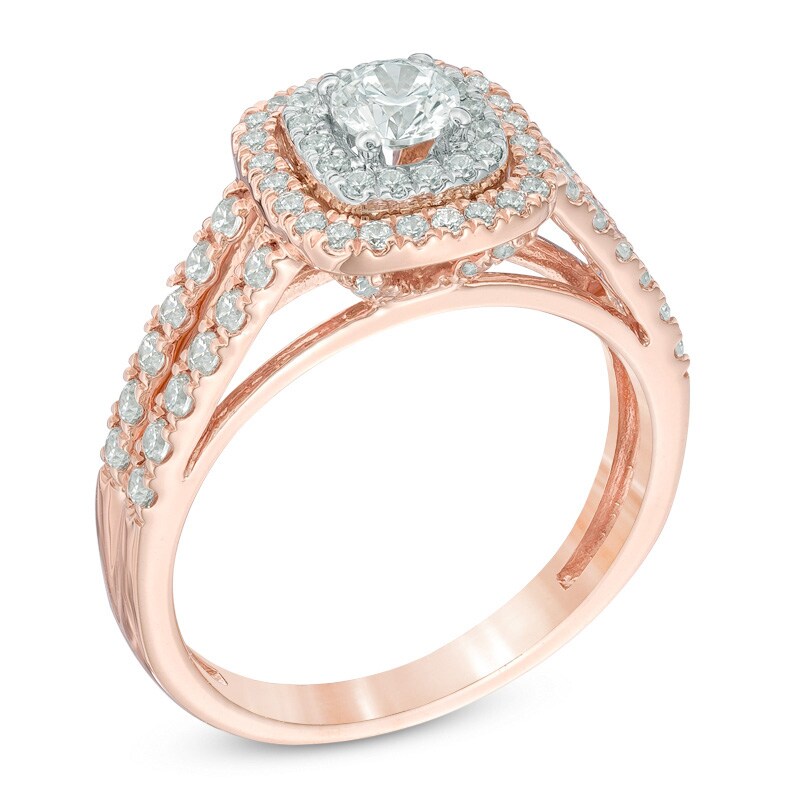 Main Image 2 of 1 CT. T.W. Diamond Double Frame Engagement Ring in 14K Two-Tone Gold