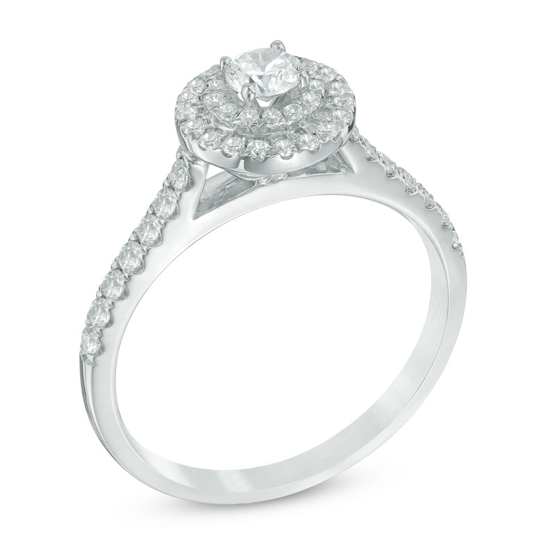 1/2 CT. T.W. Diamond Double Frame Engagement Ring in 10K White Gold