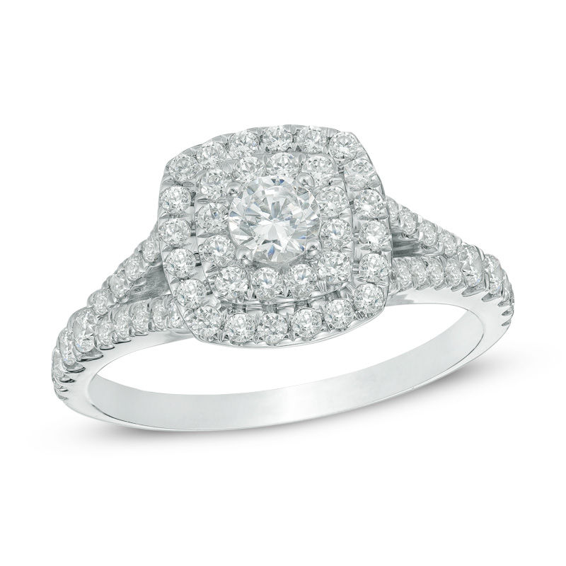 Diamond square double frame engagement ring 2025