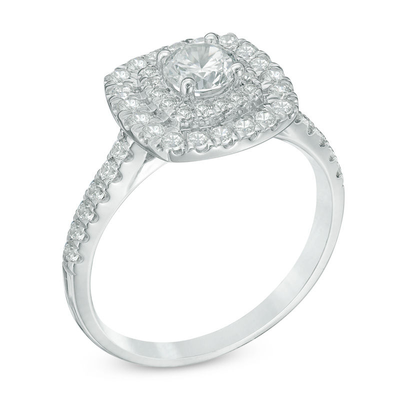 Diamond square double frame engagement ring outlet