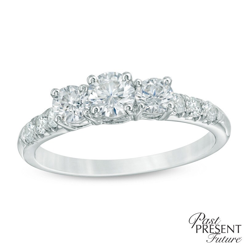 Main Image 1 of 1 CT. T.W. Diamond Past Present Future® Ring in 14K White Gold