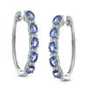 Thumbnail Image 1 of Oval Tanzanite and White Topaz Five Stone Hoop Earrings in Sterling Silver