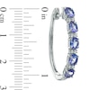 Oval Tanzanite and White Topaz Five Stone Hoop Earrings in Sterling Silver