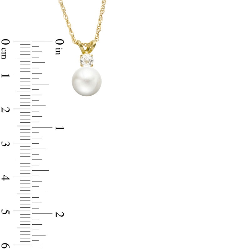 Main Image 2 of 7.5-8.0mm Freshwater Cultured Pearl and White Topaz Pendant in 10K Gold