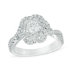 Thumbnail Image 0 of Vera Wang Love Collection 1-1/5 CT. T.W. Diamond Floral Frame Engagement Ring in 14K White Gold