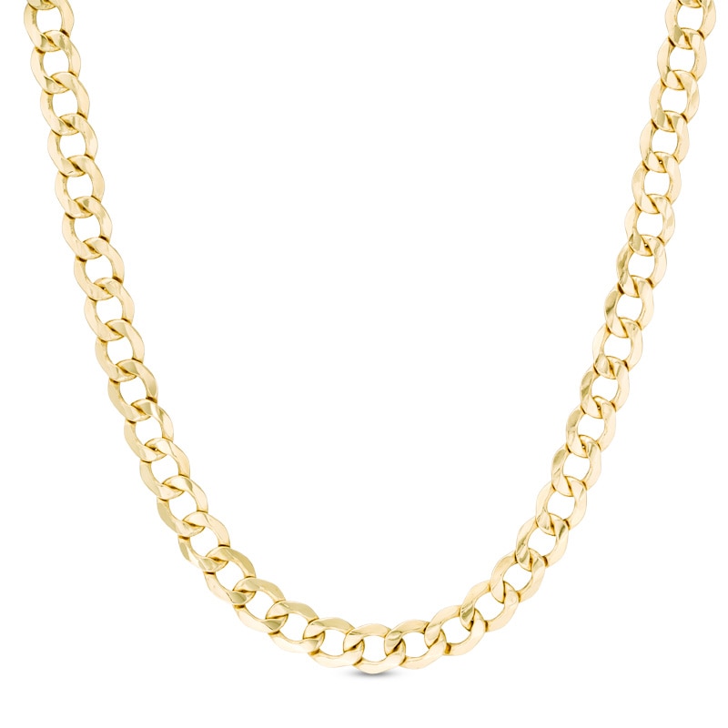 Main Image 1 of Men's 7.0mm Curb Chain Necklace in Hollow 14K Gold - 20"