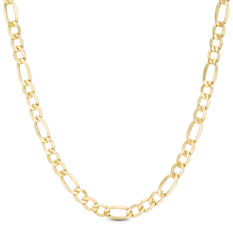 Hollow Figaro Chain Necklace 14K Yellow Gold 18