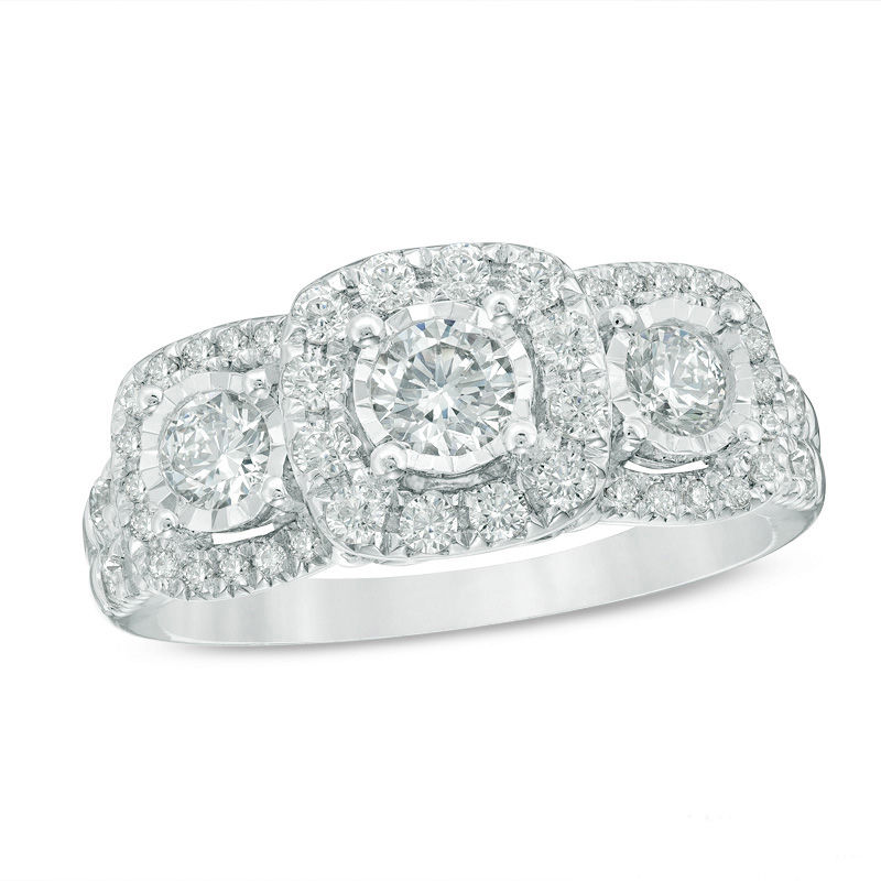 Main Image 1 of 1 CT. T.W. Diamond Frame Past Present Future® Engagement Ring in 14K White Gold