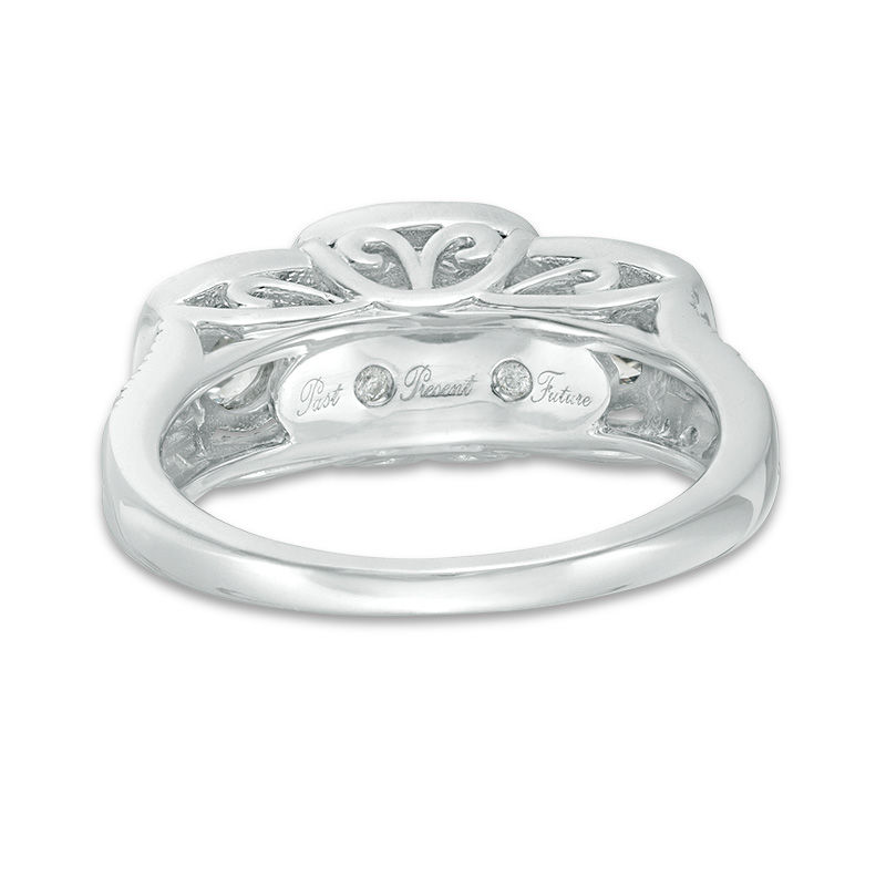 Main Image 3 of 1 CT. T.W. Diamond Frame Past Present Future® Engagement Ring in 14K White Gold
