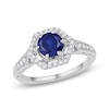 Thumbnail Image 1 of 7.0mm Lab-Created Blue Sapphire and 3/8 CT. T.W. Diamond Bridal Set in 10K White Gold