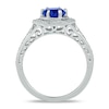 Thumbnail Image 2 of 7.0mm Lab-Created Blue Sapphire and 3/8 CT. T.W. Diamond Bridal Set in 10K White Gold