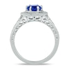 Thumbnail Image 3 of 7.0mm Lab-Created Blue Sapphire and 3/8 CT. T.W. Diamond Bridal Set in 10K White Gold