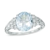 Thumbnail Image 0 of Oval Blue Topaz Ring in Sterling Silver with White Topaz Accents