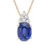 Thumbnail Image 1 of Oval Lab-Created Ceylon Sapphire Drop Pendant in Sterling Silver and 14K Gold Plate with White Topaz Accents