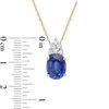 Thumbnail Image 2 of Oval Lab-Created Ceylon Sapphire Drop Pendant in Sterling Silver and 14K Gold Plate with White Topaz Accents