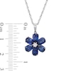 Thumbnail Image 1 of Lab-Created Ceylon and White Sapphire Flower Pendant in Sterling Silver with Diamond Accents
