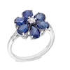 Thumbnail Image 2 of Lab-Created Ceylon and White Sapphire Flower Ring in Sterling Silver with Diamond Accents