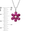 Thumbnail Image 2 of Lab-Created Ruby Flower Pendant in Sterling Silver with Lab-Created White Sapphire and Diamond Accents
