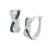 Thumbnail Image 0 of Enhanced Black and White Diamond Accent Infinity-Style Hoop Earrings in Sterling Silver