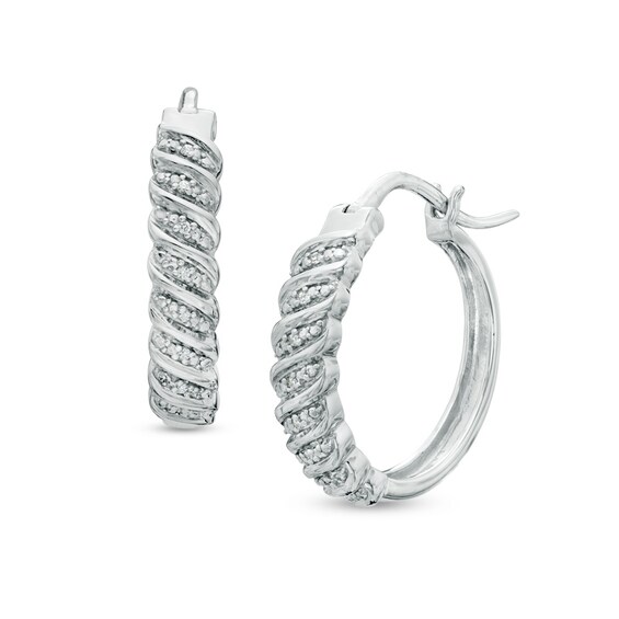 Diamond Accent Cascading Hoop Earrings in Sterling Silver Diamond Accent Cascading Hoop Earrings in Sterling Silver