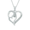 Thumbnail Image 0 of Diamond Accent Intertwined Ribbon Heart Pendant in Sterling Silver