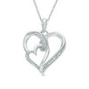 Thumbnail Image 1 of Diamond Accent Intertwined Ribbon Heart Pendant in Sterling Silver