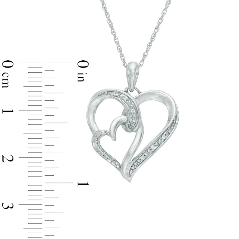 Main Image 2 of Diamond Accent Intertwined Ribbon Heart Pendant in Sterling Silver