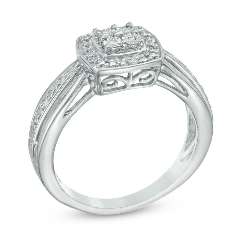 Quad Diamond Accent Square Frame Promise Ring in Sterling Silver Zales Outlet