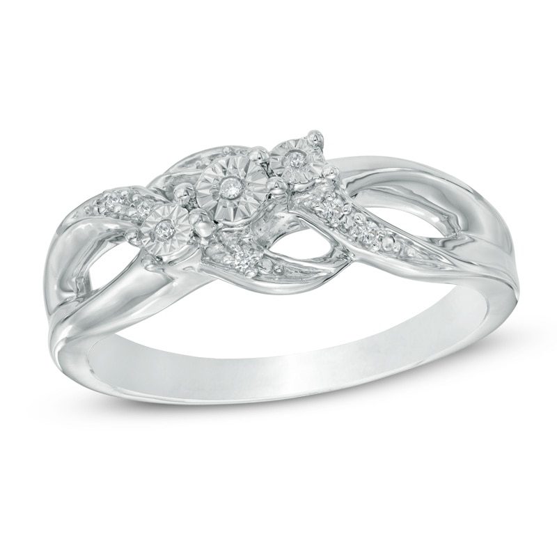 Main Image 1 of Diamond Accent Three Stone Promise Ring in Sterling Silver