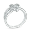 Thumbnail Image 1 of Diamond Accent Heart Criss-Cross Split Shank Ring in Sterling Silver