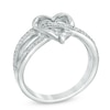 Thumbnail Image 2 of Diamond Accent Heart Criss-Cross Split Shank Ring in Sterling Silver